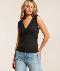 Tops | Willow & Root Ruched Tank Top Black