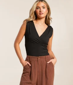 Tops | Willow & Root Ruched Tank Top Black