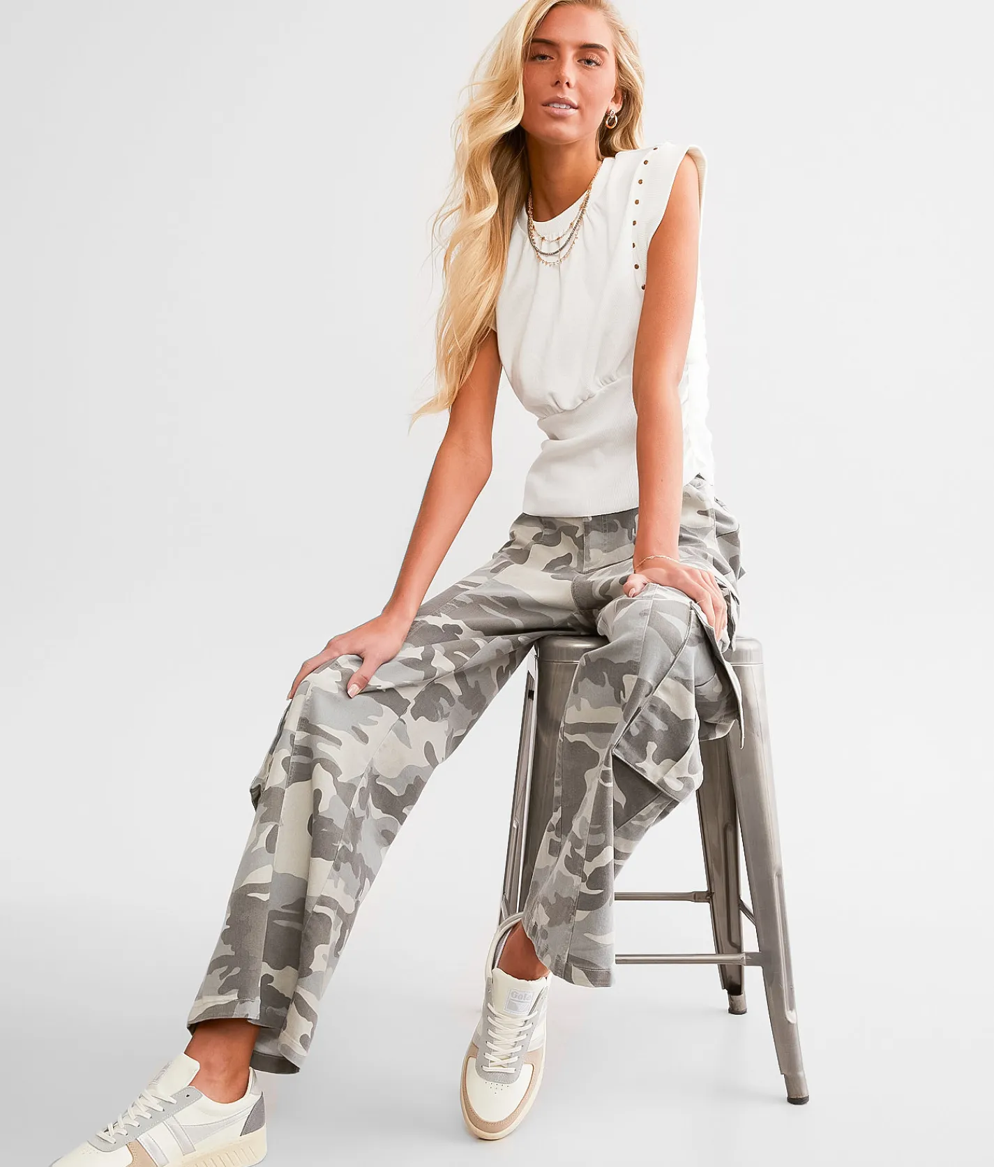 Gilded Intent Ruched Tank Top Bronze Green Clearance