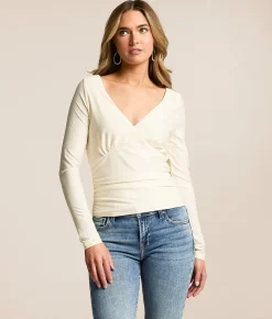 Willow & Root Ruched Top With Detachable Scarf Cream Outlet
