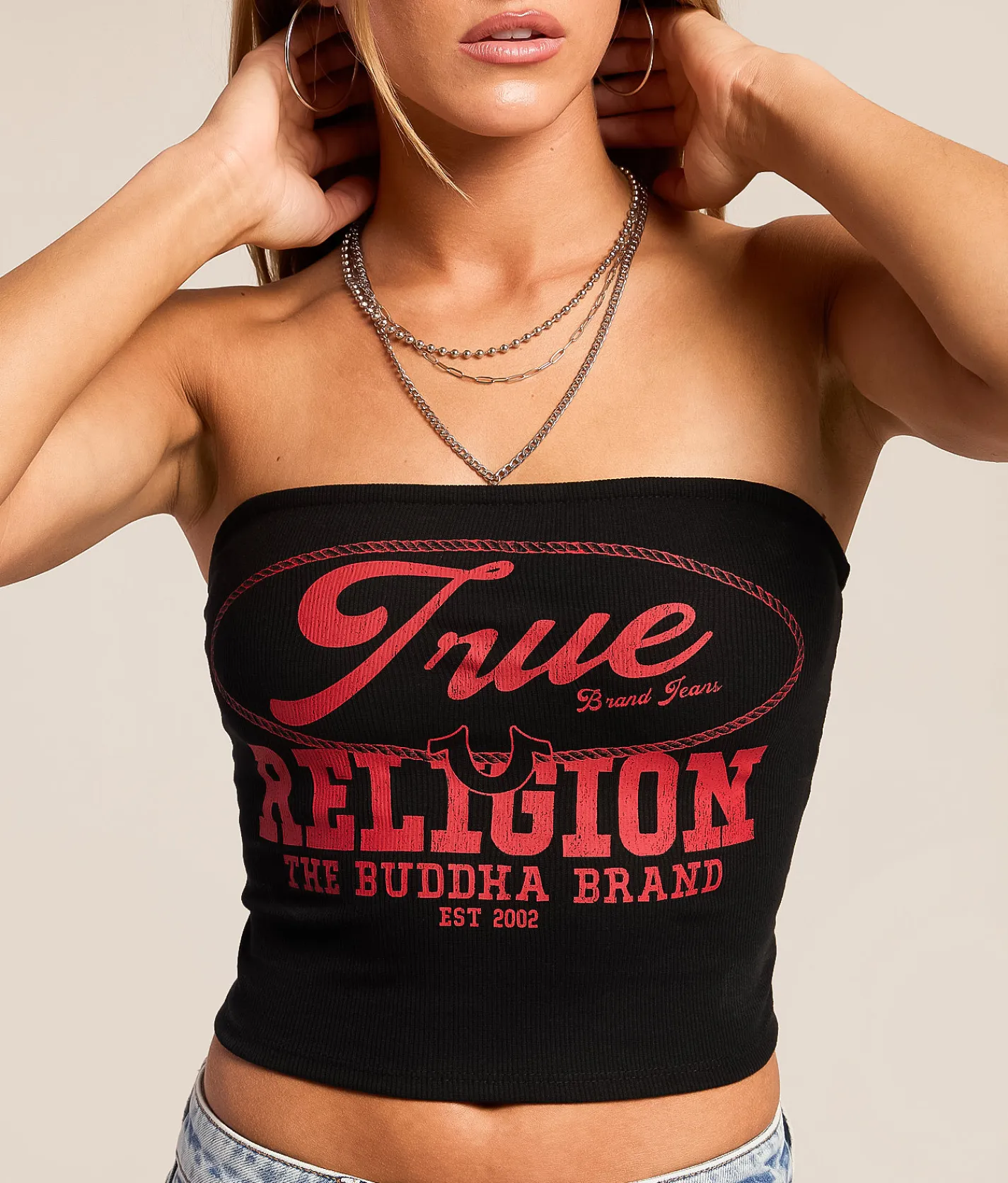 Tops | True Religion Ruched Tube Top Jet Black