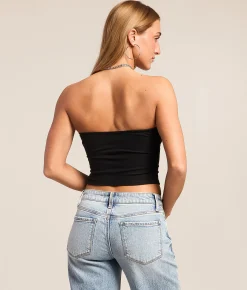 Tops | True Religion Ruched Tube Top Jet Black
