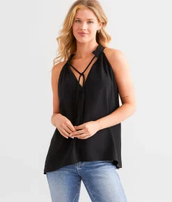 Hyfve Ruffle High Neck Tank Top Kentucky Blue Clearance