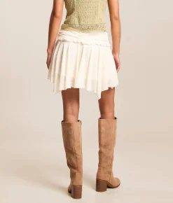 Bottoms | Lush Ruffle Lace Skirt Cream