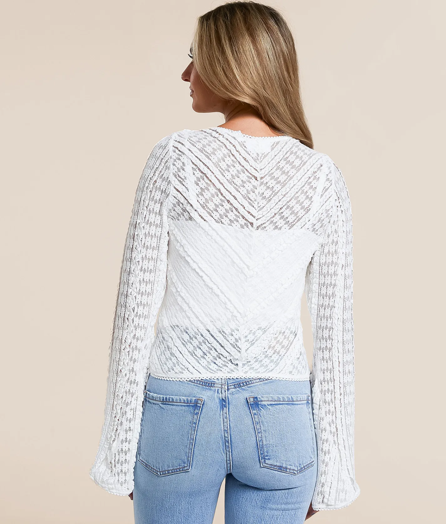 Willow & Root Ruffle Lace Top White Discount