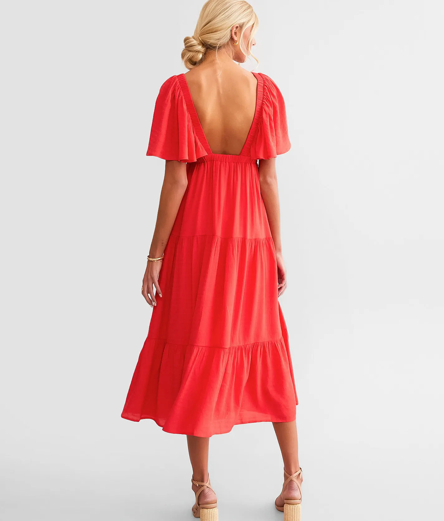 Willow & Root Ruffle Midi Dress Green Best