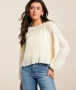 Tops | Willow & Root Ruffle Pleated Top Cream
