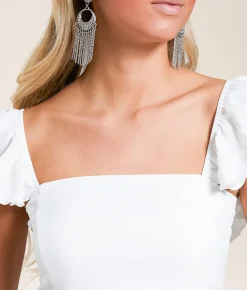 Tops | Willow & Root Ruffle Strap Cropped Tank Top White