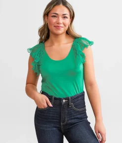 Daytrip Ruffle Strap Tank Top Sea Green Discount