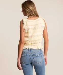 Tops | Willow & Root Ruffle Tank Top Cream