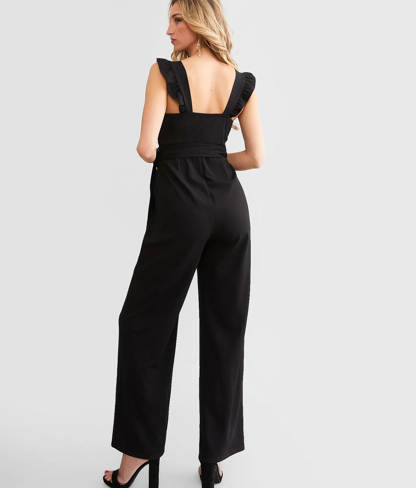 Willow & Root Ruffle V-Wire Jumpsuit Marsala Discount