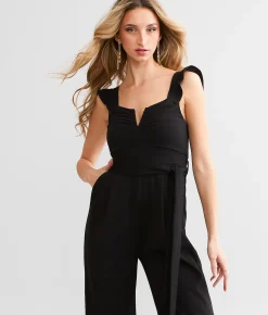 Willow & Root Ruffle V-Wire Jumpsuit Marsala Discount
