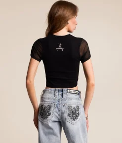 Tops | Affliction Rumination Cropped T-Shirt Black Beauty