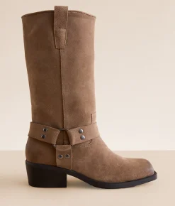 Steve Madden Ruskin Leather Boot Taupe Clearance