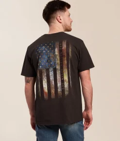 Tops|Graphic T-Shirts | Howitzer Rusted Freedom T-Shirt Vintage Black Lava Wash