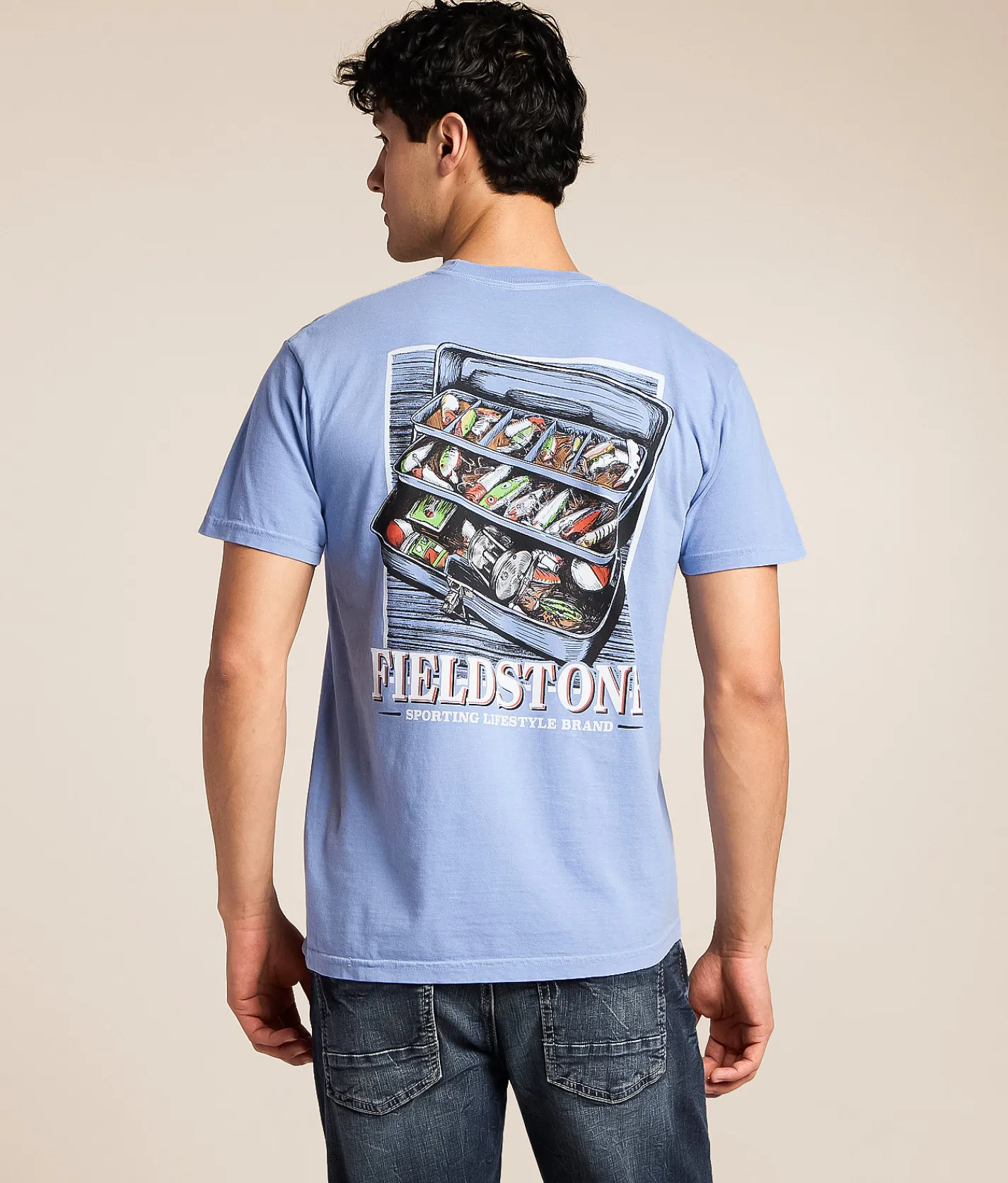 Fieldstone Rustic Tackle Box T-Shirt Washed Denim Sale