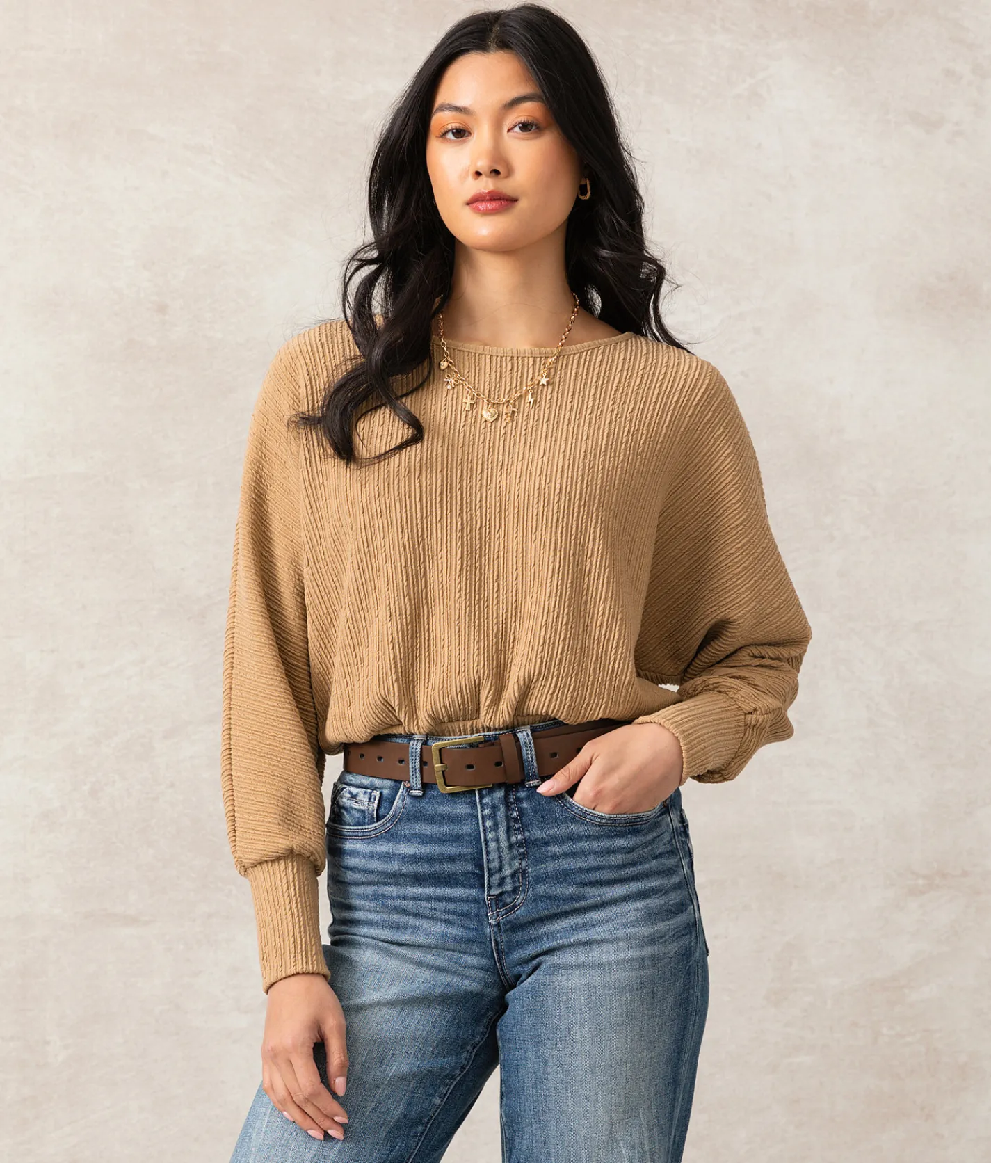 Tops | Buckle Black Ryder Ribbed Top Natural