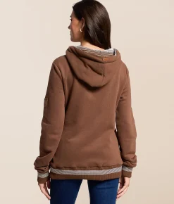 Tops | Wanakome Sabine Quarter Zip Hooded Sweatshirt Mahogany