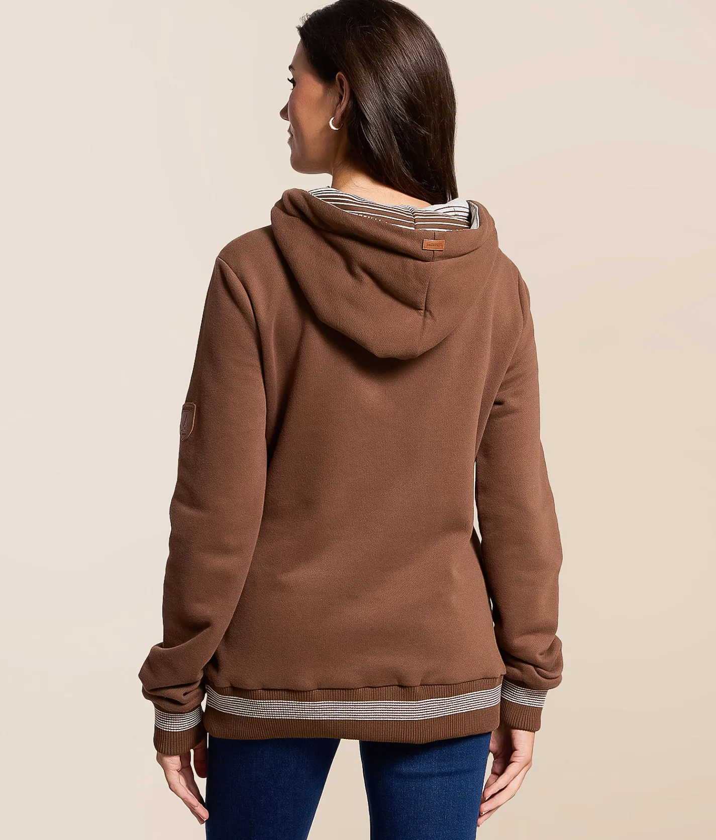 Tops | Wanakome Sabine Quarter Zip Hooded Sweatshirt Mahogany
