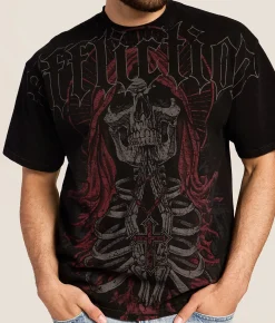 Tops|Graphic T-Shirts | Affliction Sacrifical Bones T-Shirt Black Lava Wash