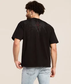 Tops|Graphic T-Shirts | Affliction Sacrifical Bones T-Shirt Black Lava Wash