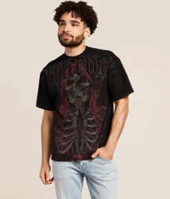 Tops|Graphic T-Shirts | Affliction Sacrifical Bones T-Shirt Black Lava Wash