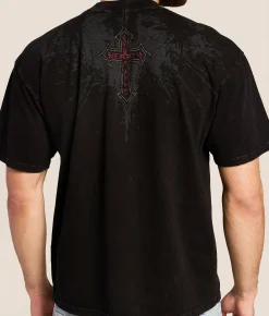 Tops|Graphic T-Shirts | Affliction Sacrifical Bones T-Shirt Black Lava Wash