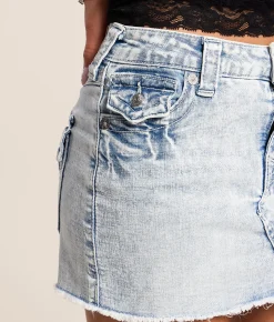 True Religion Sadie Denim Stretch Mini Skirt Freckle Wave Best