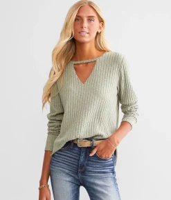 White Crow Sadie Silky Ribbed Top Slate Grey New
