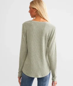 White Crow Sadie Silky Ribbed Top Slate Grey New