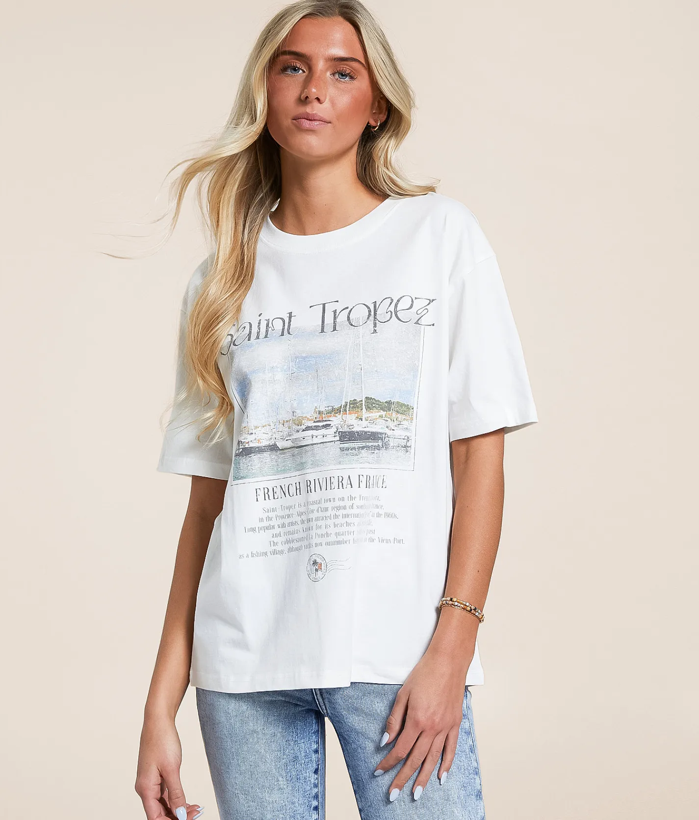 Modish Rebel Saint Tropez Oversized T-Shirt White Sale