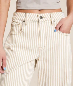 HIDDEN Sammie Striped Barrel Stretch Jean Tan Stripe New