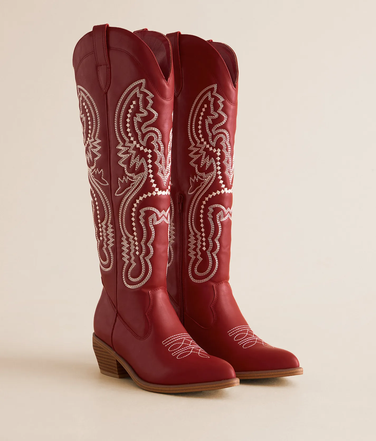 Shoes | Mia Sanddie Embroidered Western Boot Deep Red