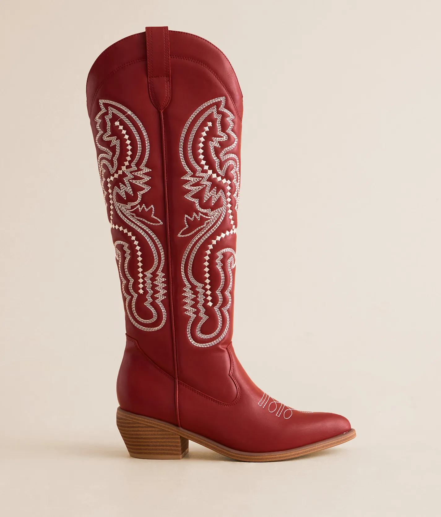 Shoes | Mia Sanddie Embroidered Western Boot Deep Red
