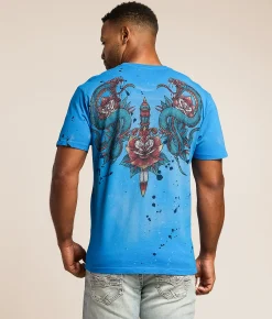 Tops|Graphic T-Shirts | Affliction Sandstorm Venom T-Shirt Snorkel Blue