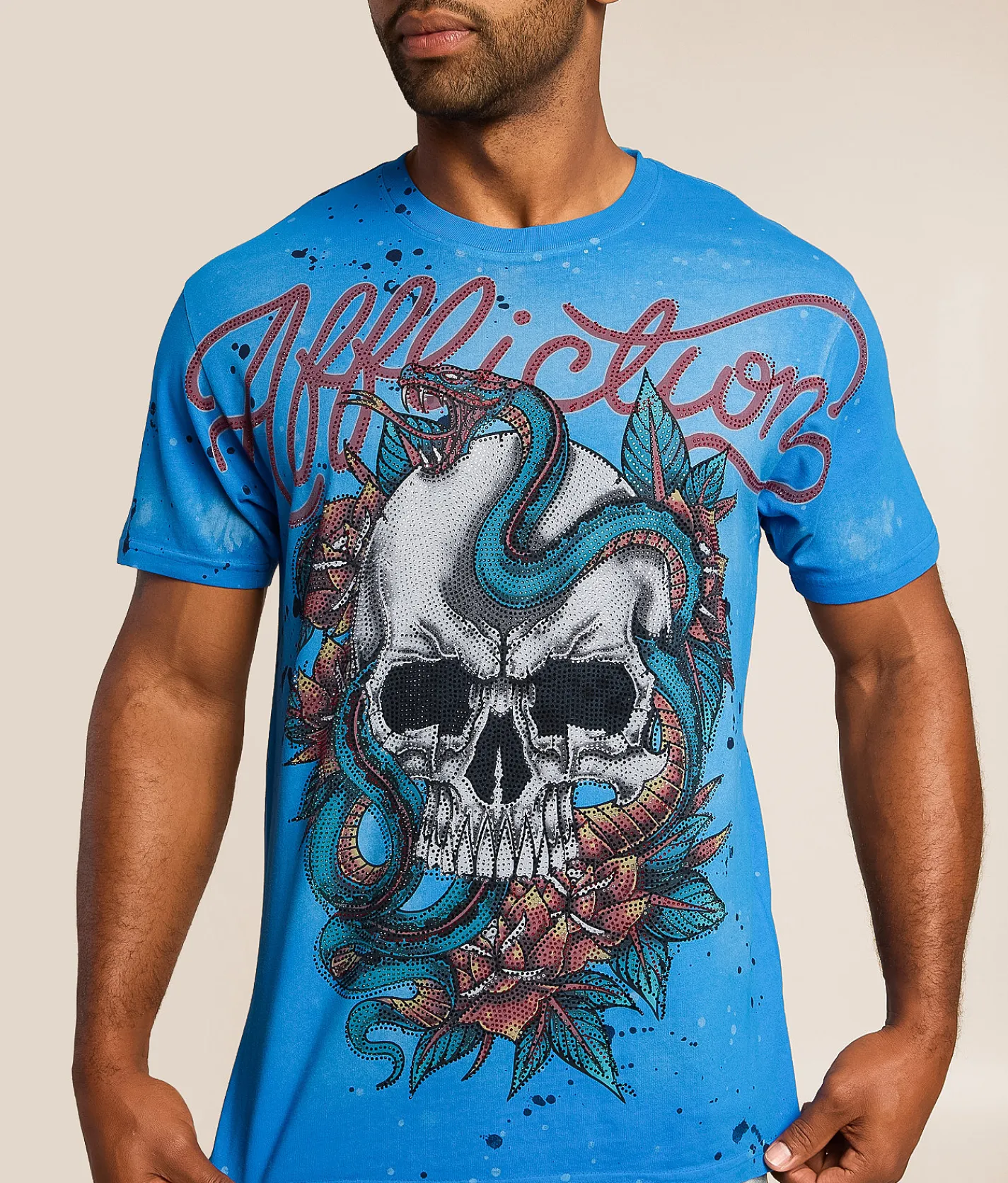 Tops|Graphic T-Shirts | Affliction Sandstorm Venom T-Shirt Snorkel Blue