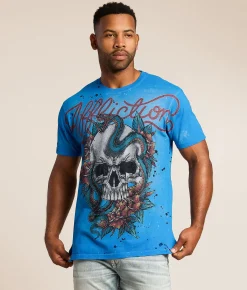 Tops|Graphic T-Shirts | Affliction Sandstorm Venom T-Shirt Snorkel Blue