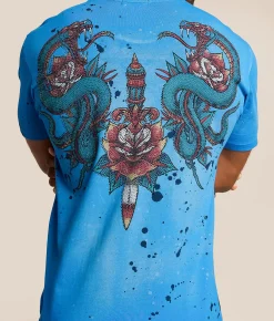 Tops|Graphic T-Shirts | Affliction Sandstorm Venom T-Shirt Snorkel Blue