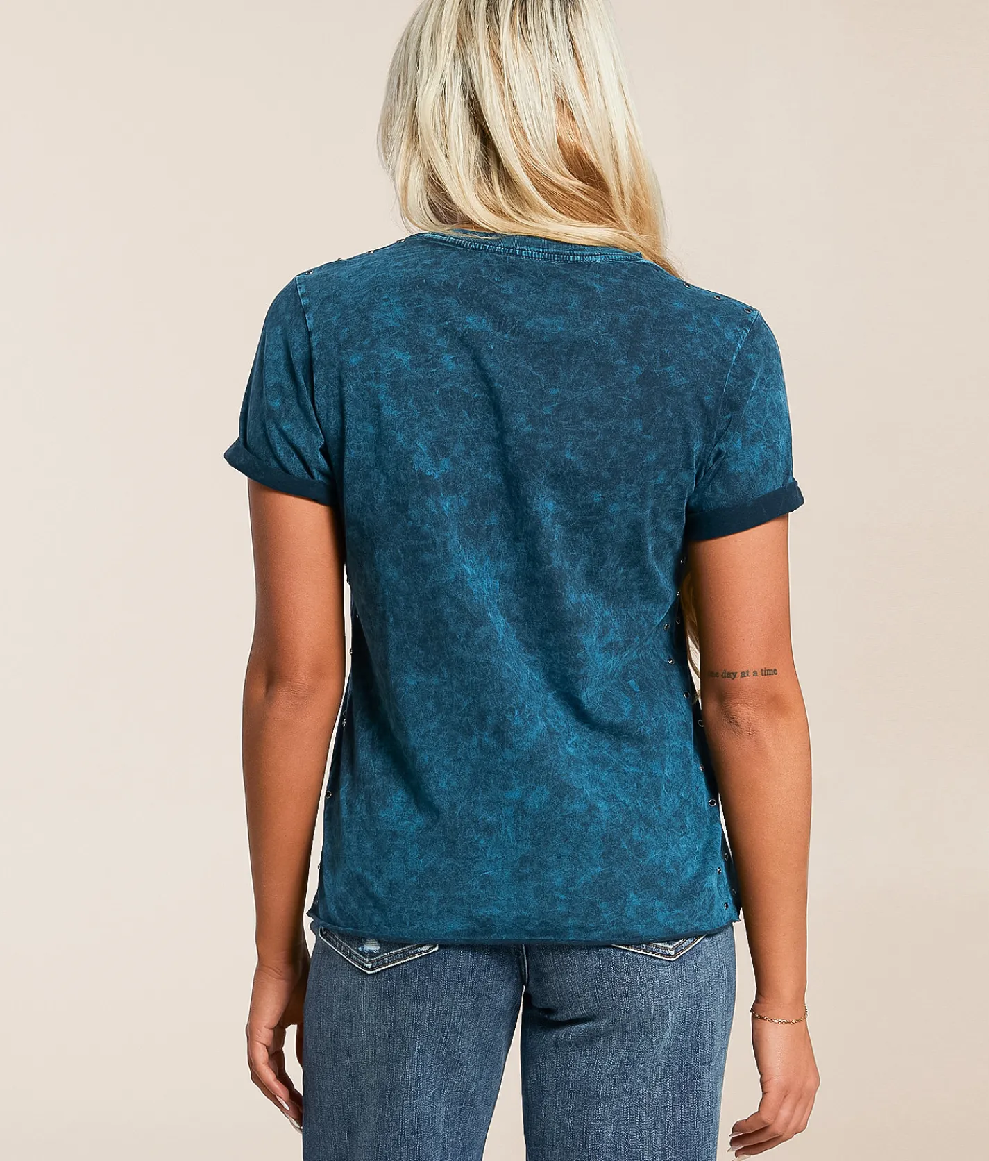 Tops | Affliction Sapphire Lake Lace-Up T-Shirt Ride Free Wash