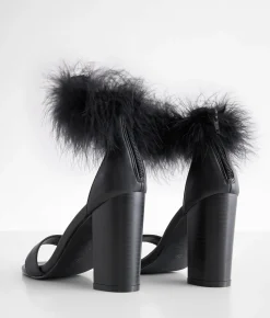 Shoes | Oasis Society Sasha Feather Heeled Sandal Black