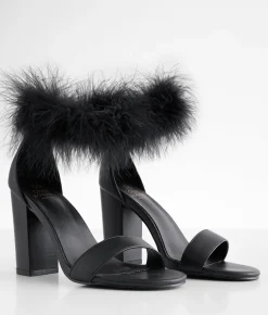 Shoes | Oasis Society Sasha Feather Heeled Sandal Black
