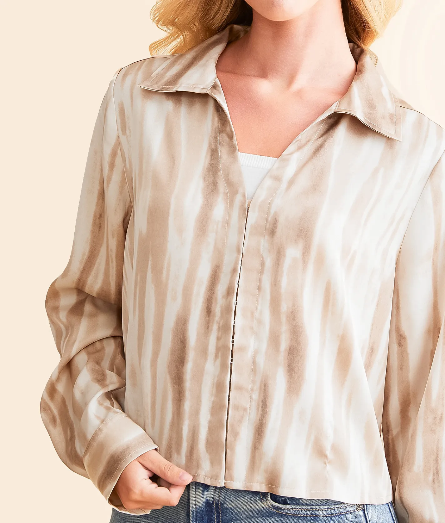 Willow & Root Satin Blouse Champagne Hot