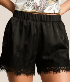 Bottoms|Shorts | Willow & Root Satin Eyelash Lace Short Cream
