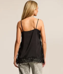 Berry Mellow Satin Eyelash Lace Tank Top Butter Yellow Discount