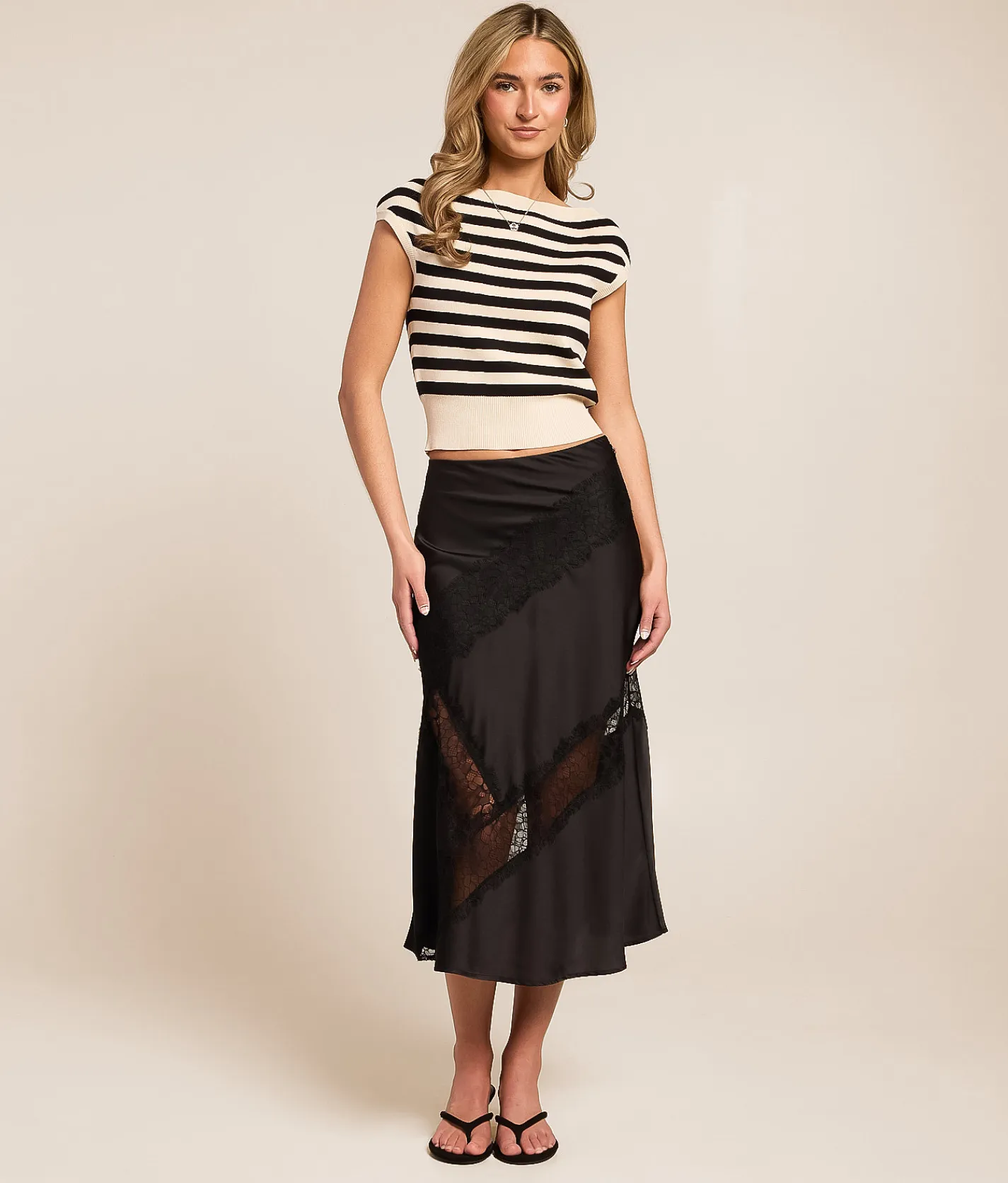 Bottoms | Willow & Root Satin Midi Skirt Black