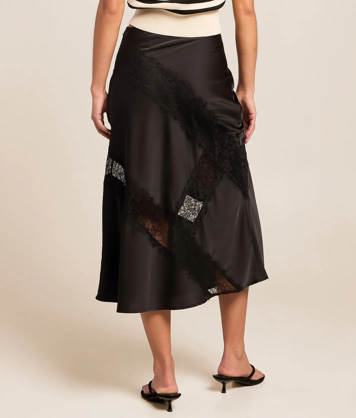 Bottoms | Willow & Root Satin Midi Skirt Black