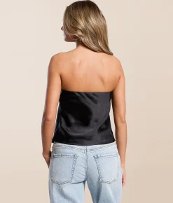 Tops | By Together Satin Tube Top Black