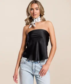 Tops | By Together Satin Tube Top Black