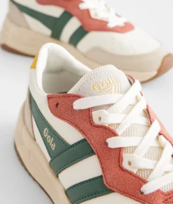 Gola® Saturn Quadrant Leather Sneaker White Wheat Evergreen Hot