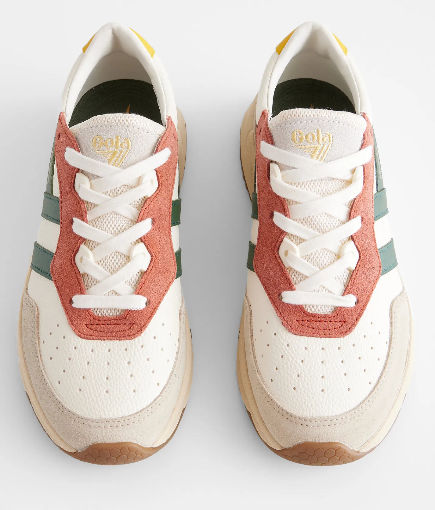 Gola® Saturn Quadrant Leather Sneaker White Wheat Evergreen Hot